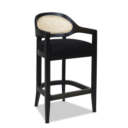 Americana - Mid-Century Modern Cane Back Counter Stool - Jet Black