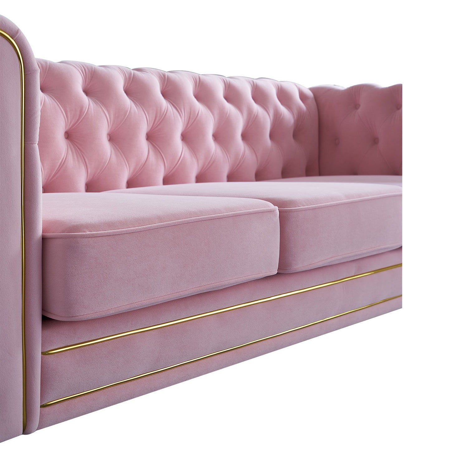 Chesterfield - Velvet Sofa 84.65" For Living Room - Pink