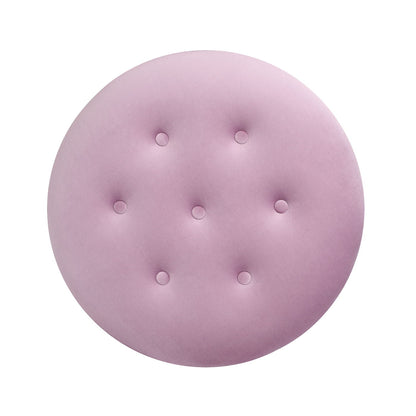 Yolanda - Round Upholstered Accent Ottoman - Lavender