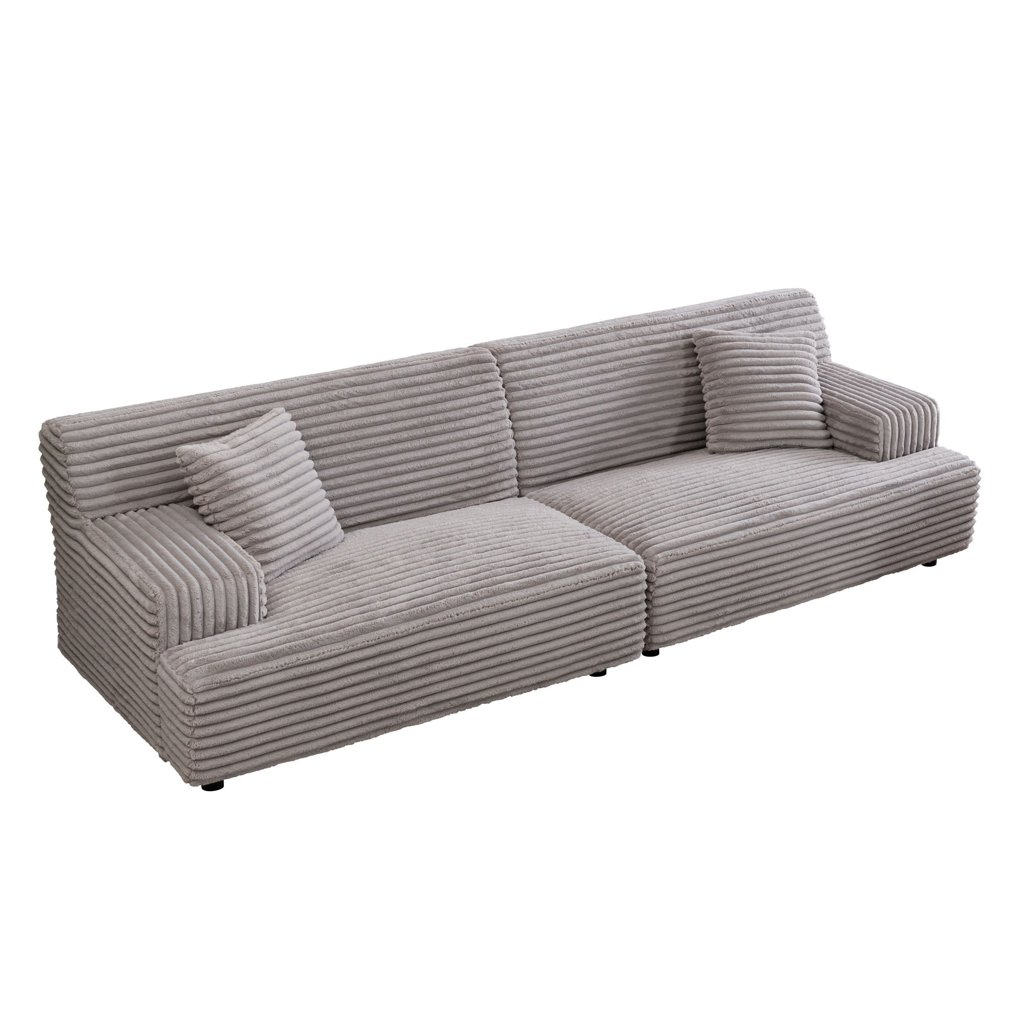 Modern 2291-G Sofa, Comfortable Cloud Sofa, Soft Plush Corduroy Interior With Square Armrests, Living Room Or Bedroom - Gray