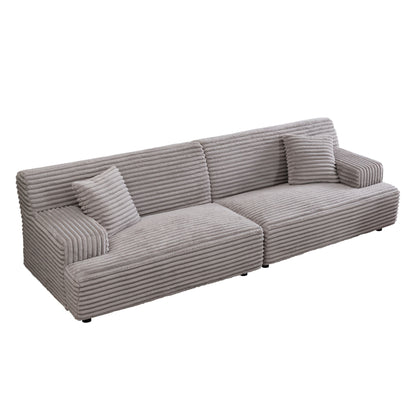 Modern 2291-G Sofa, Comfortable Cloud Sofa, Soft Plush Corduroy Interior With Square Armrests, Living Room Or Bedroom - Gray