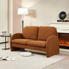 Loveseat Sofa Small Couch For Living Room, Sherpa Fabric Upholstered Loveseat Sofa Couch, Small Loveseat Sofa For Apartment, Bedroom - Orange