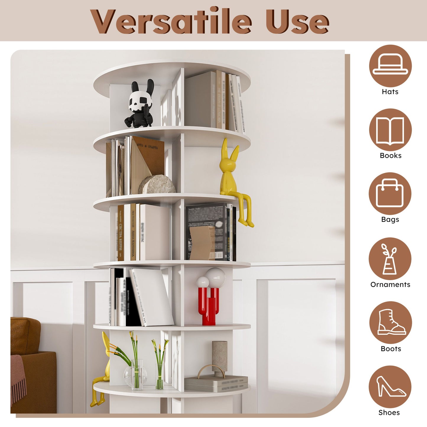 6 Tier Spinning Shoe Rack, Free Standing 360ÔøΩÔøΩ Revolving Shoe Organizer - White