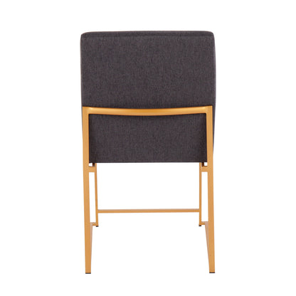 Fuji - Contemporary High Back Dining Chair (Set of 2) - Gold / Charcoal