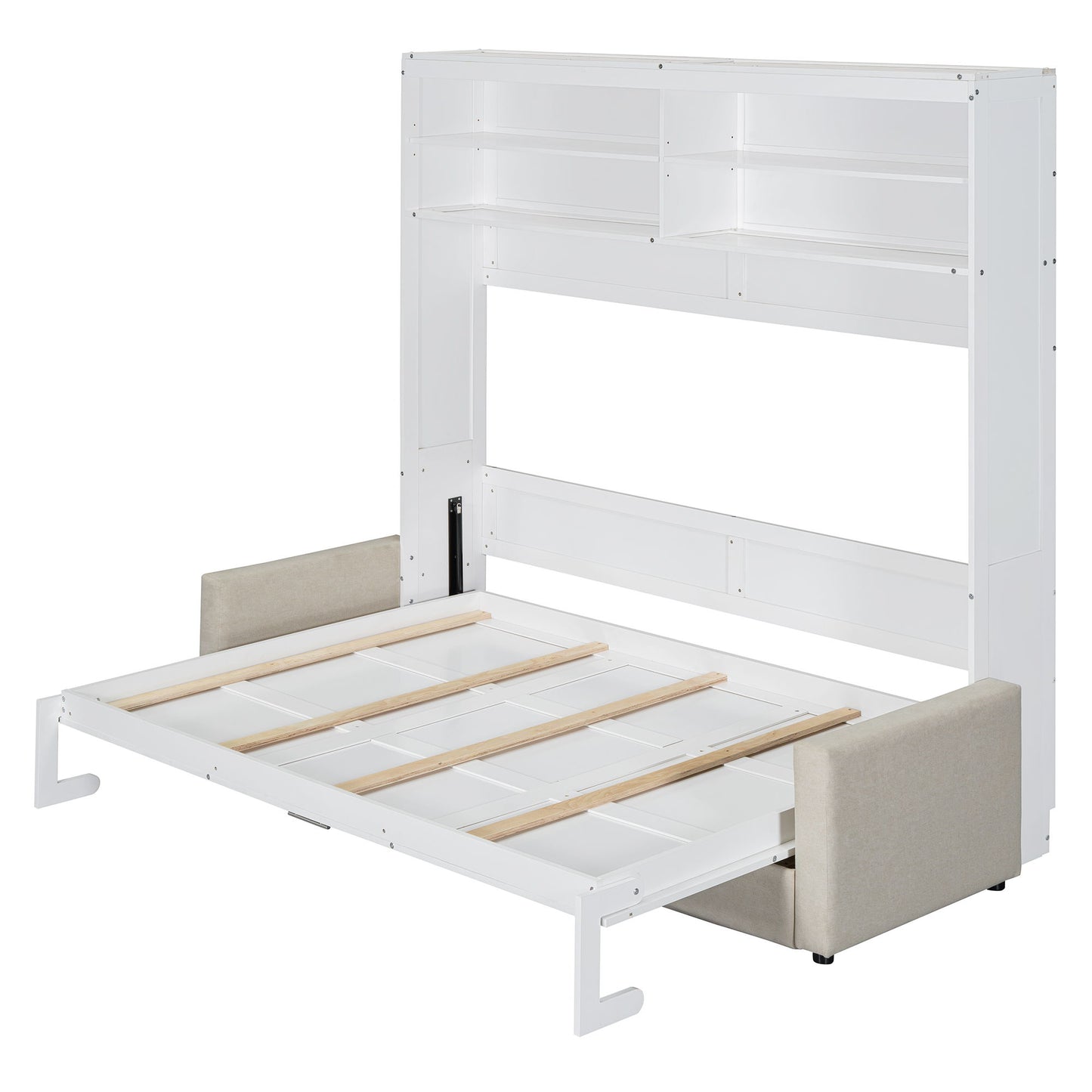 Queen Size Murphy Wall Bed With Sofa - White