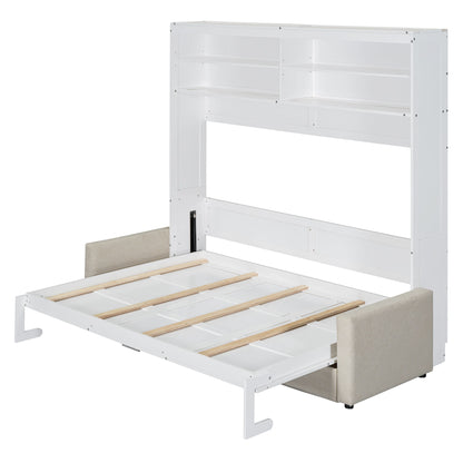 Queen Size Murphy Wall Bed With Sofa - White