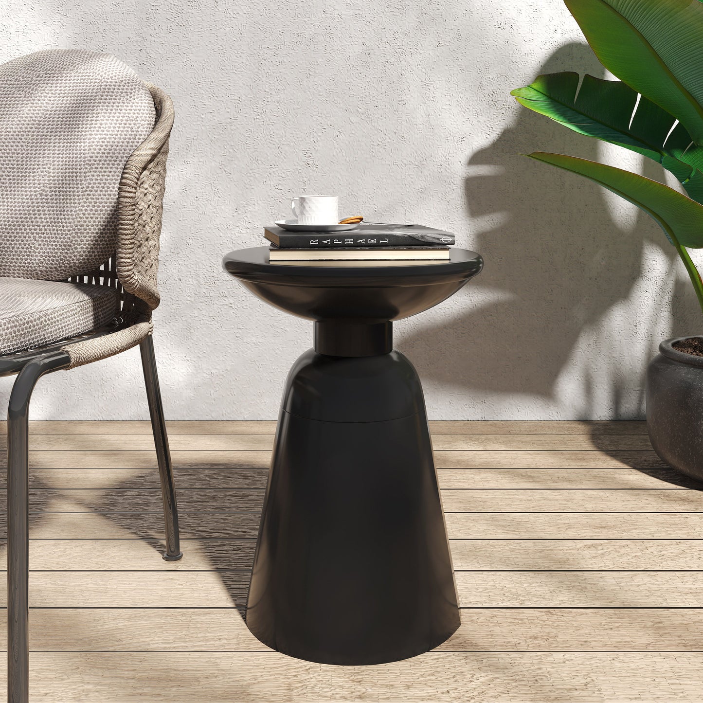 Outdoor Metal End Table Large - Black