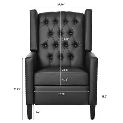 Wide Manual Wing Chair Recliner - Black