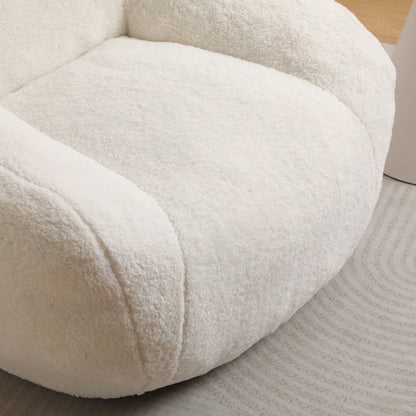 Giant Bean Bag Chair For Adults, Spacious Memory Foam Bean Bag Sofa With Armrests Teddy Fabric, Comfy Seating For Living Room Or Bedroom - Off White