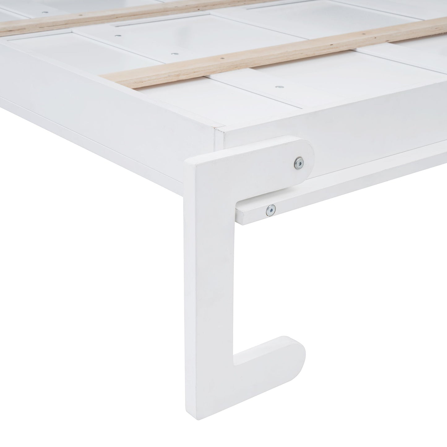 Full Size Space Saving Murphy Wall Bed With Top Cabinets, Flexible Slats - White