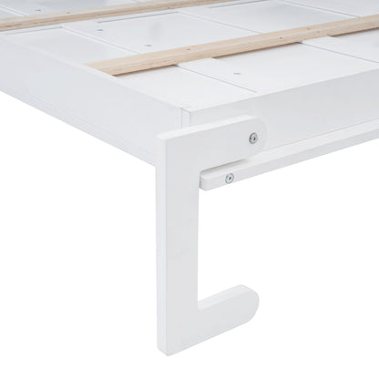 Full Size Space Saving Murphy Wall Bed With Top Cabinets, Flexible Slats - White