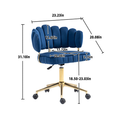 Modern Home Office Desk Chair With Adjustable Height And Swivel Wheels - Navy