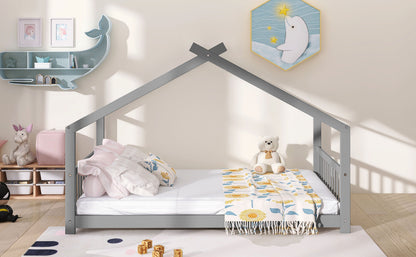 Full Size Playhouse Design Bed - Gray