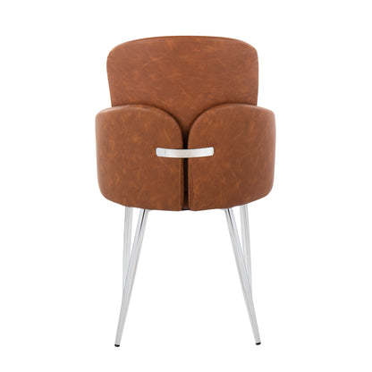 Dahlia - Contemporary Dining Chair (Set of 2) - Chrome / Camel