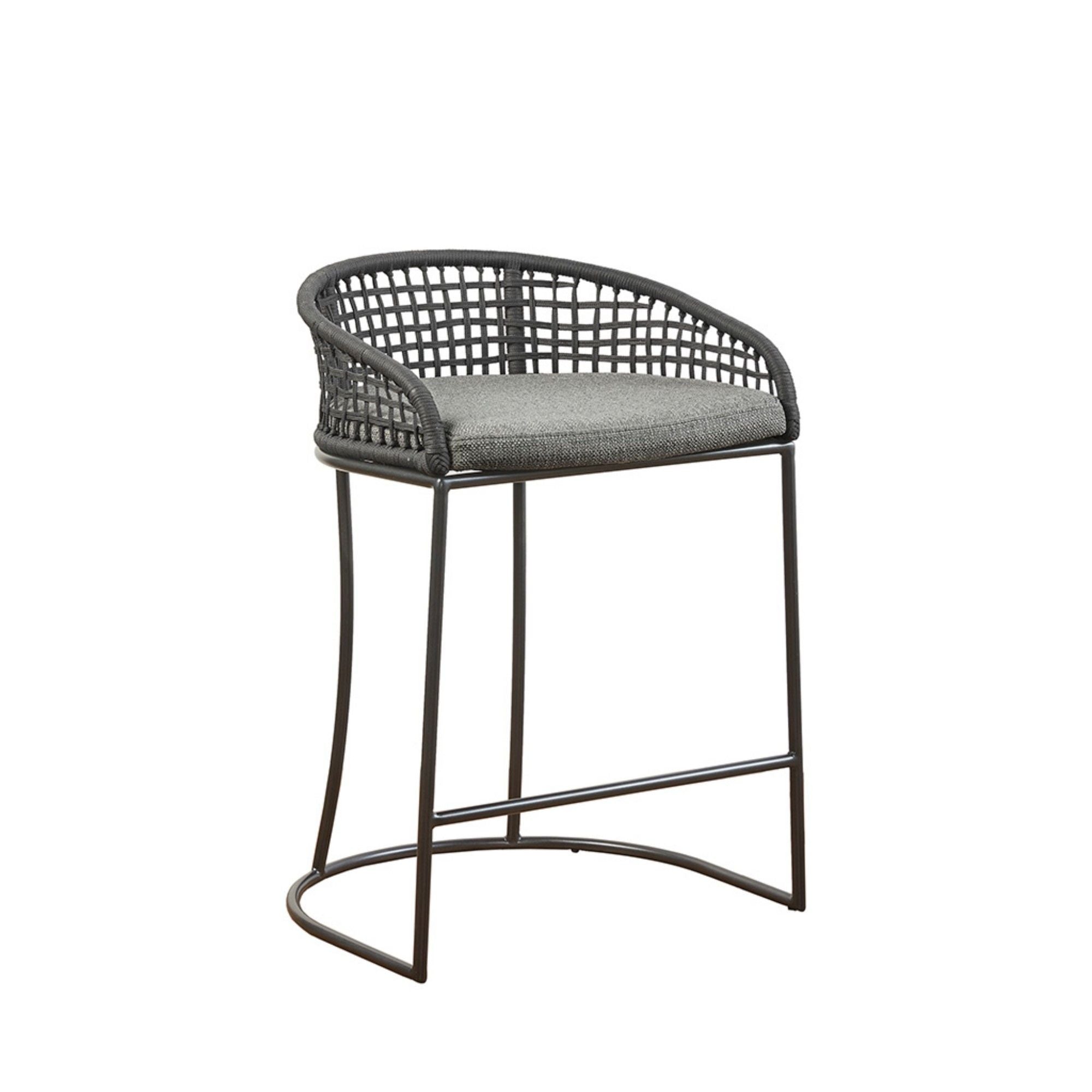 Coastal Design Woven Counter Stool - Dark Gray
