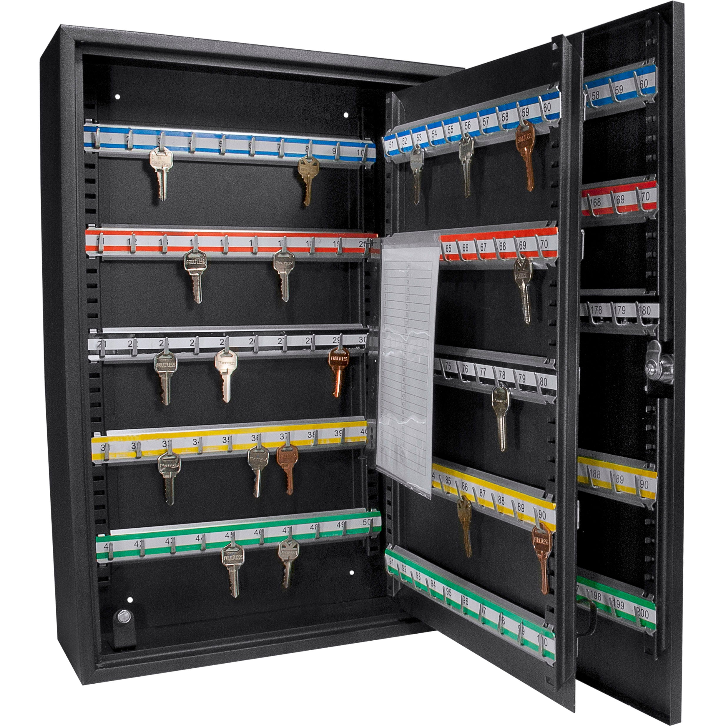 200 Key Adjustable Key Cabinet With Key Lock - Black