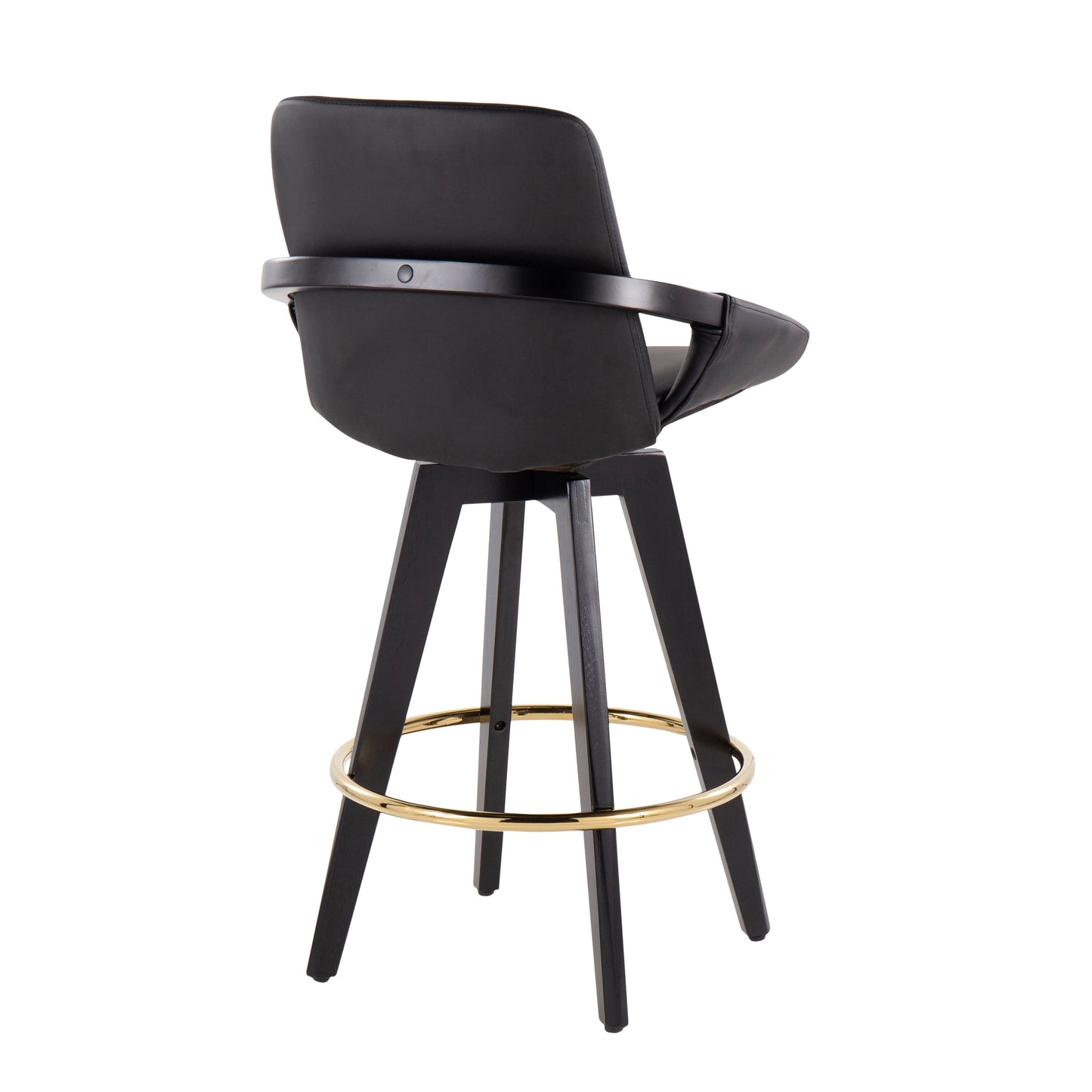 Cosmo - Contemporary Fixed Height Counter Stool With Swivel With Round Footrest (Set of 2) - Black