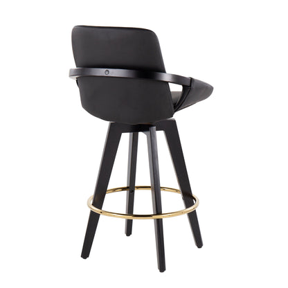 Cosmo - Contemporary Fixed Height Counter Stool With Swivel With Round Footrest (Set of 2) - Black