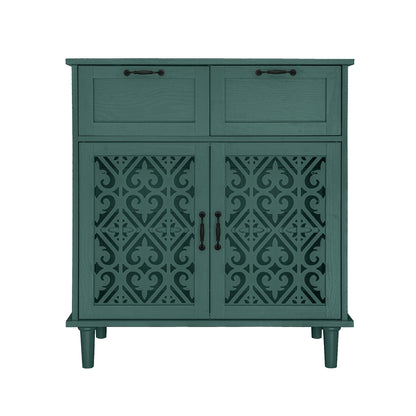 2 Door 2 Drawer Cabinet, American Furniture, Suitable For Bedroom, Living Room, Study - Dark Green
