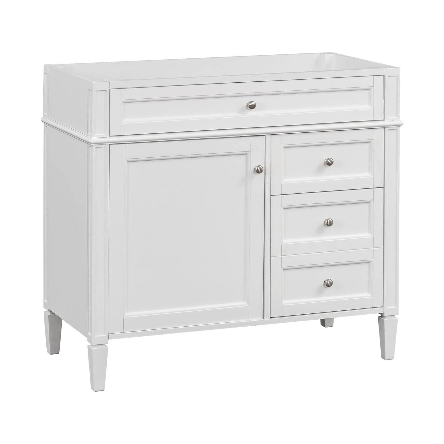 Bathroom Vanity Without Top Sink, Modern Bathroom Storage Cabinet With 2 Drawers And A Tip-Out Drawer, Frame (Not Include Basin Sink) - White
