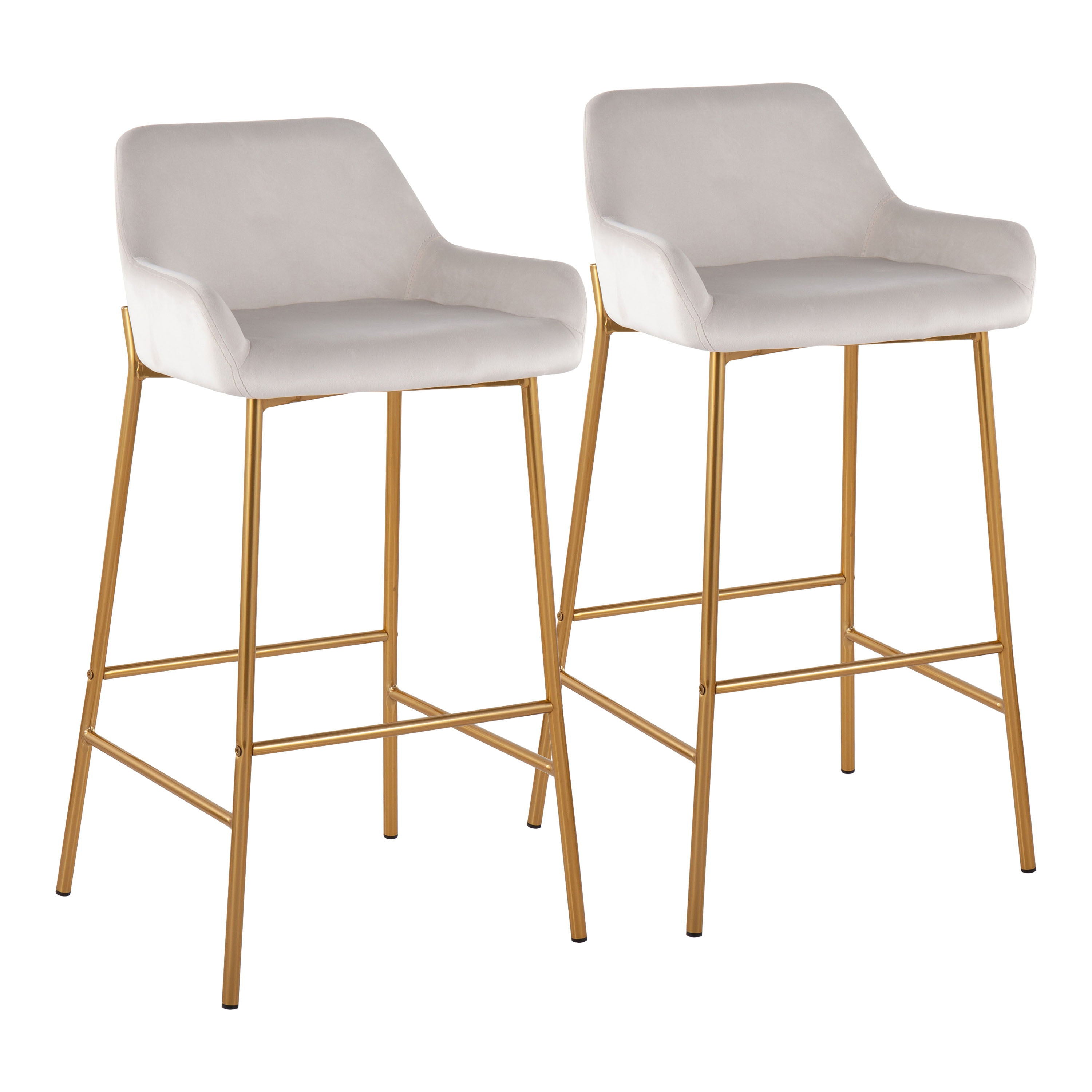 Daniella - Contemporary / Glam Fixed Height Bar Stool (Set of 2) - Gold / White