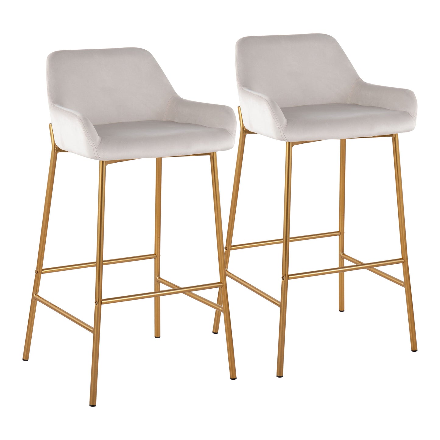 Daniella - Contemporary / Glam Fixed Height Bar Stool (Set of 2) - Gold / White