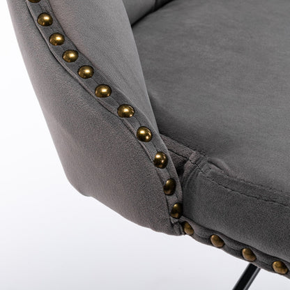 Swivel Velvet Barstools Adjusatble Seat Height , Modern Upholstered Bar Stools With Backs Comfortable Tufted For Home Pub And Kitchen Island (Set of 2) - Gray