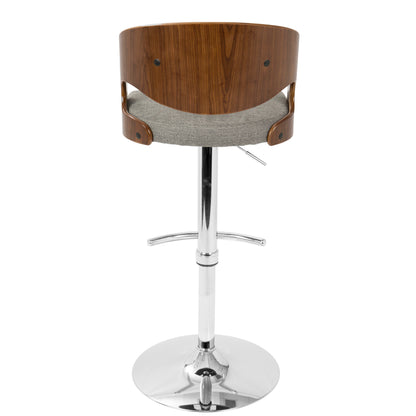 Pino - Mid-Century Modern Adjustable Barstool With Swivel - Walnut / Gray