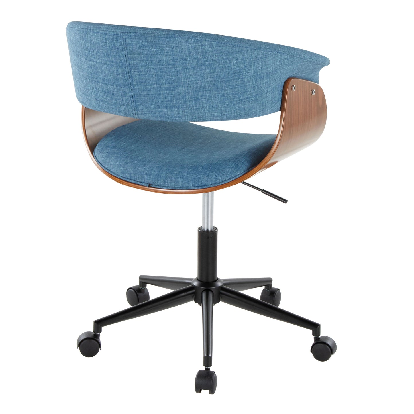 Vintage Mod - Mid-Century Modern Office Chair - Black / Walnut / Blue