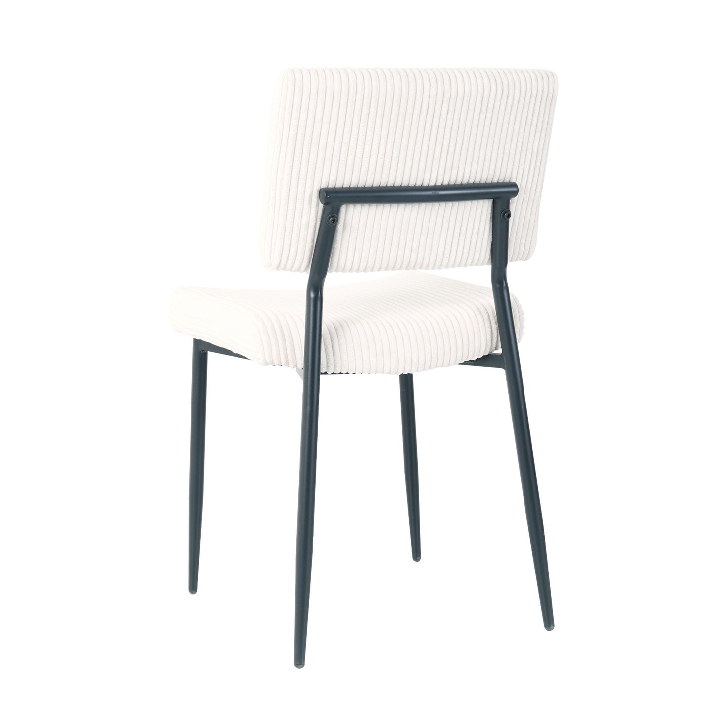 Modern Dining Chair Fabric Upholstered Chairs With Black Metal Legs For Home And Bedroom (Set of 2) - Beige