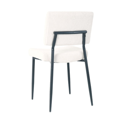Modern Dining Chair Fabric Upholstered Chairs With Black Metal Legs For Home And Bedroom (Set of 2) - Beige