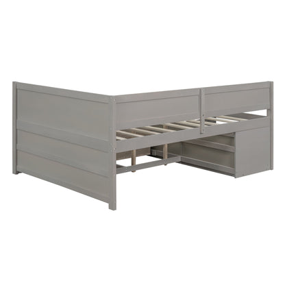 Full Size Daybed With Drawers And Shelves - Gray