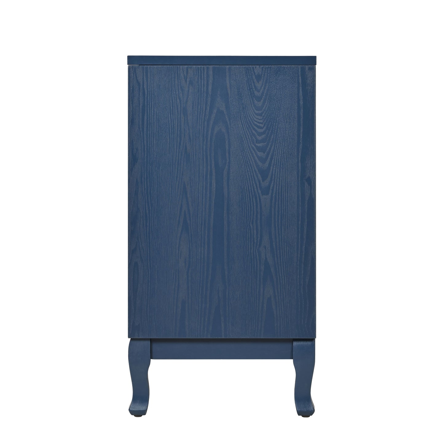 Elegant Sideboard With Sophisticated Wavy Pattern Doors And Arched Groove Design, Adjustable 4 Door Layout - Navy Blue