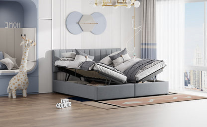 King Size Upholstered Platform Bed With A Hydraulic Storage System - Gray