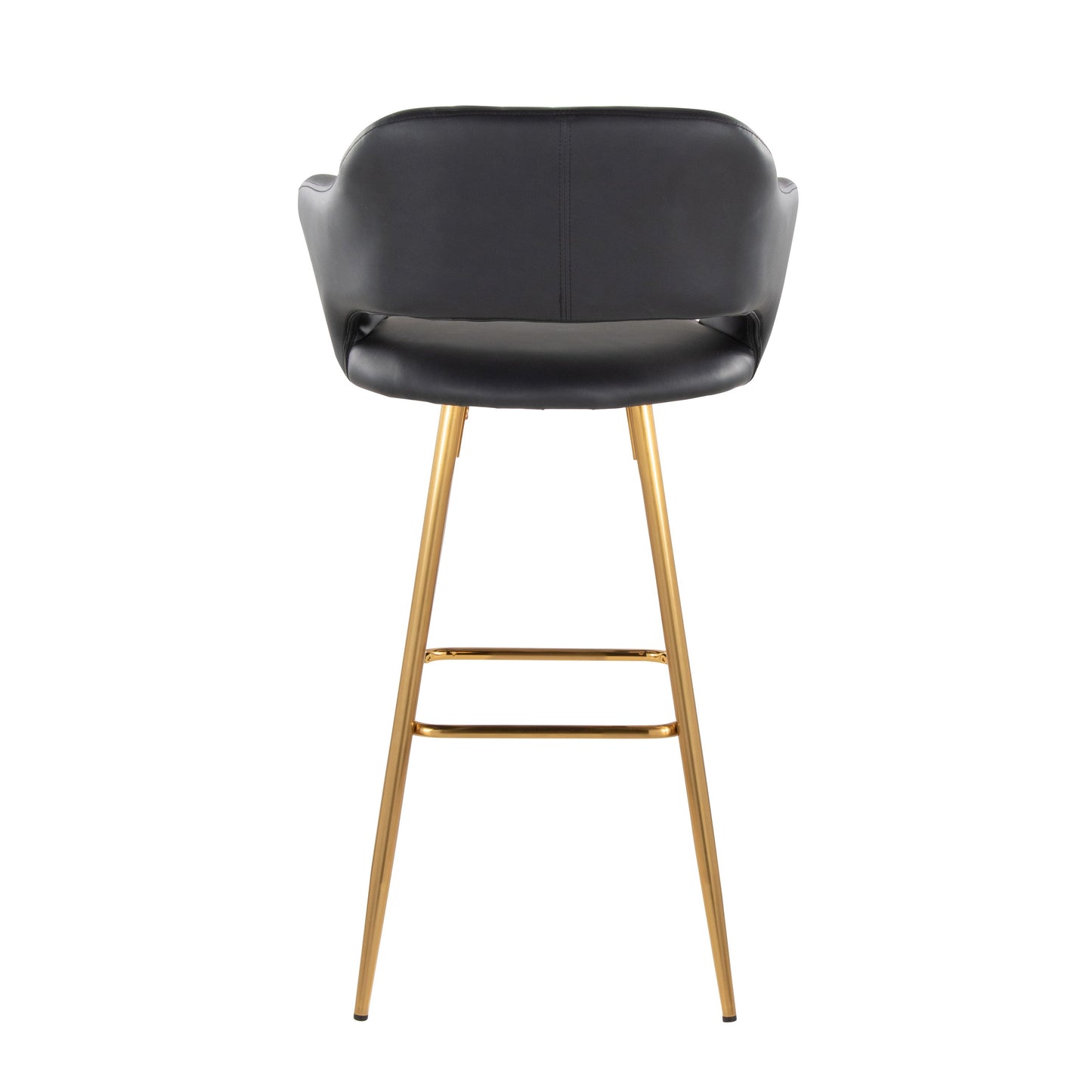 Margarite - Contemporary Fixed Height Barstool With Square Footrest (Set of 2) - Gold / Black Gold