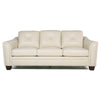 Modern Tufted Leather Sofa - Ivory