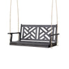 Alejandro - Acacia Wood Porch Swing With Slat Panel Seating - Dark Gray
