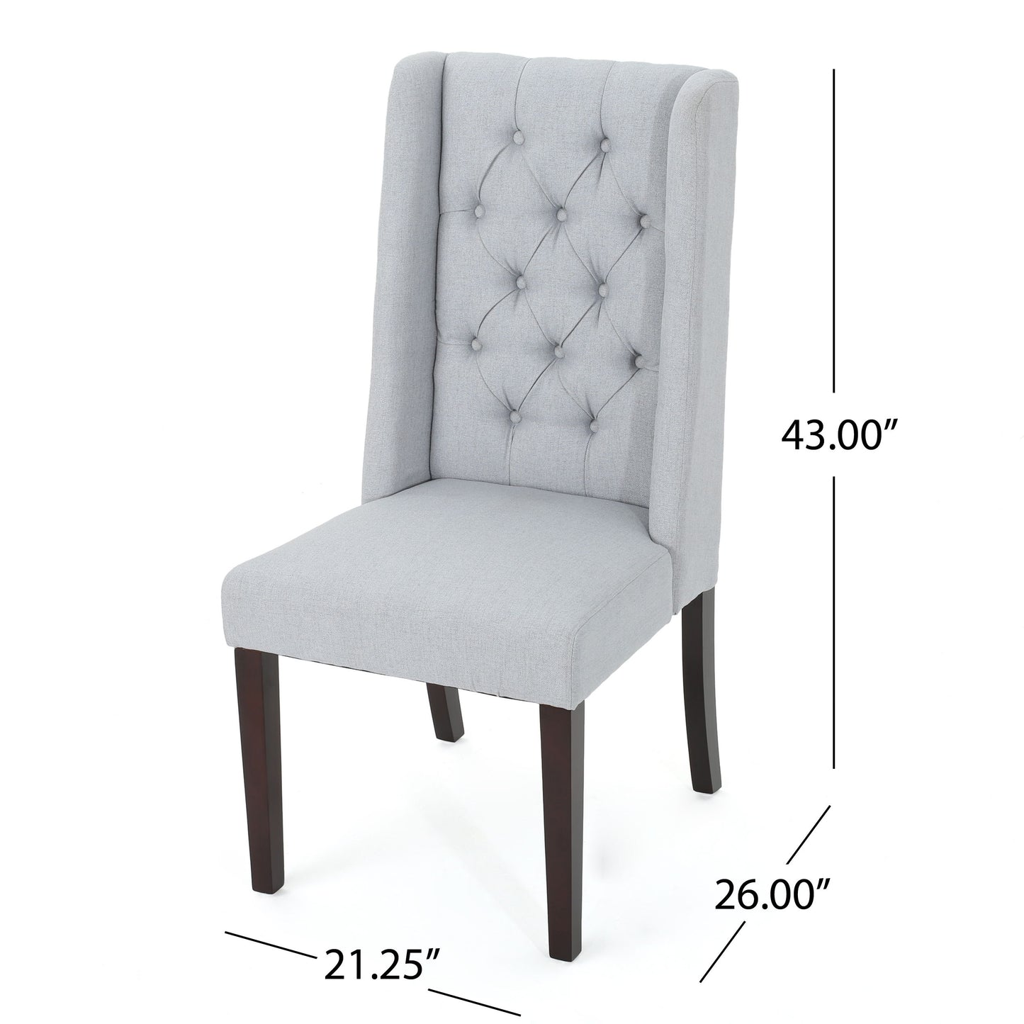 Sophisticated Tufted Dining Chair (Set of 2) With High Back And Birch Wood Legs - Light Gray