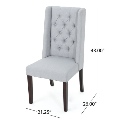 Sophisticated Tufted Dining Chair (Set of 2) With High Back And Birch Wood Legs - Light Gray