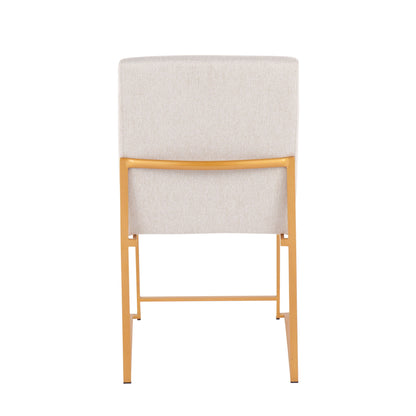 Fuji - Contemporary High Back Dining Chair (Set of 2) - Gold / Beige