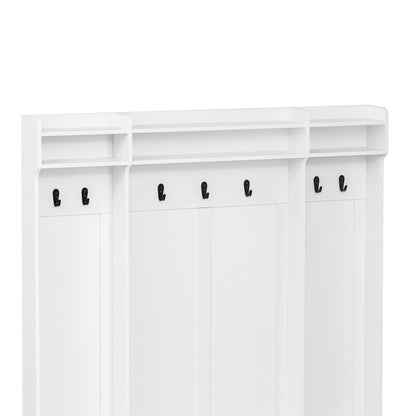 5 In 1 Entryway Bench With Coat Rack, 7 Sturdy Hooks, 2 Spacious Drawers And Adjustable Shelves, Wide Hall Tree With Metal Handles For Hallway - White