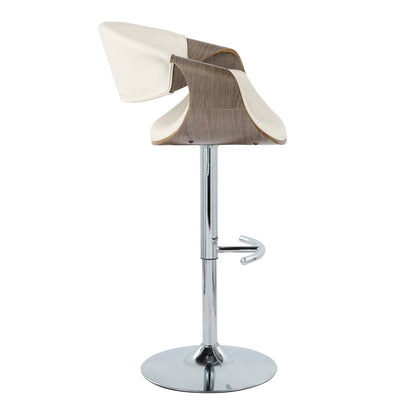 Symphony - Mid-Century Modern Adjustable Barstool With Swivel With Rounded T Footrest (Set of 2) - Chrome / Light Gray / White