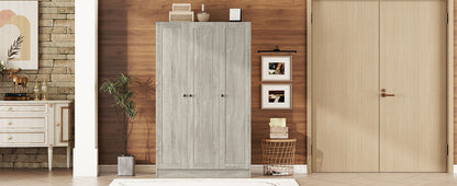 3 Door Shutter Wardrobe With Shelves - Gray