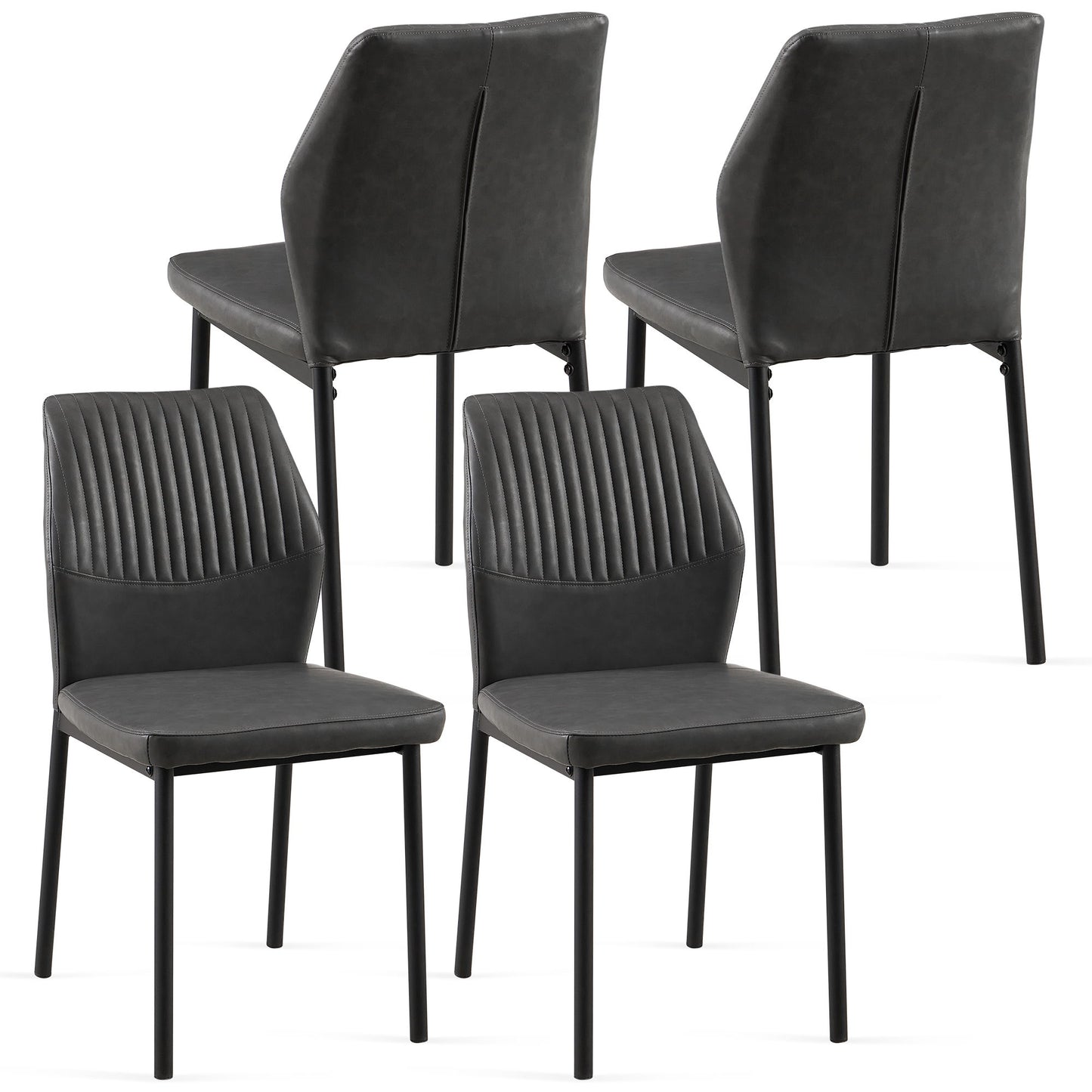 Dining Chairs Living Room Chair Modern Kitchen Armless Side Chair With Metal Legs (Set of 4) - Dark Gray