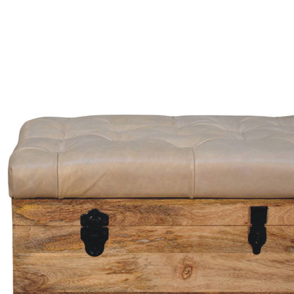 Buffalo - Hide Leather Storage Trunk - Beige / Brown