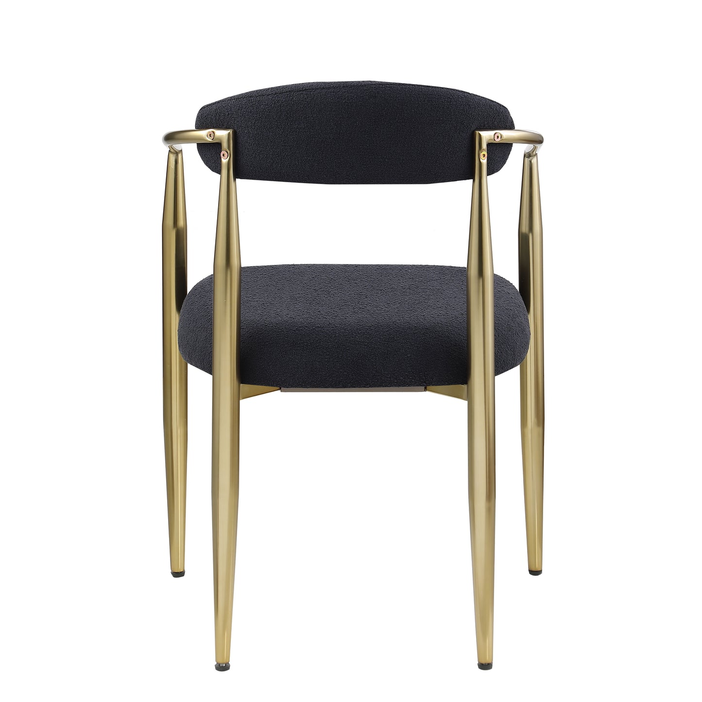 Dining Chairs (Set of 2), Mid-Century Modern Dining Chairs, Kitchen Dining Room Chairs, Round Boucle Backrest Sherpa Dining Chair With Metal Legs - Black / Gold