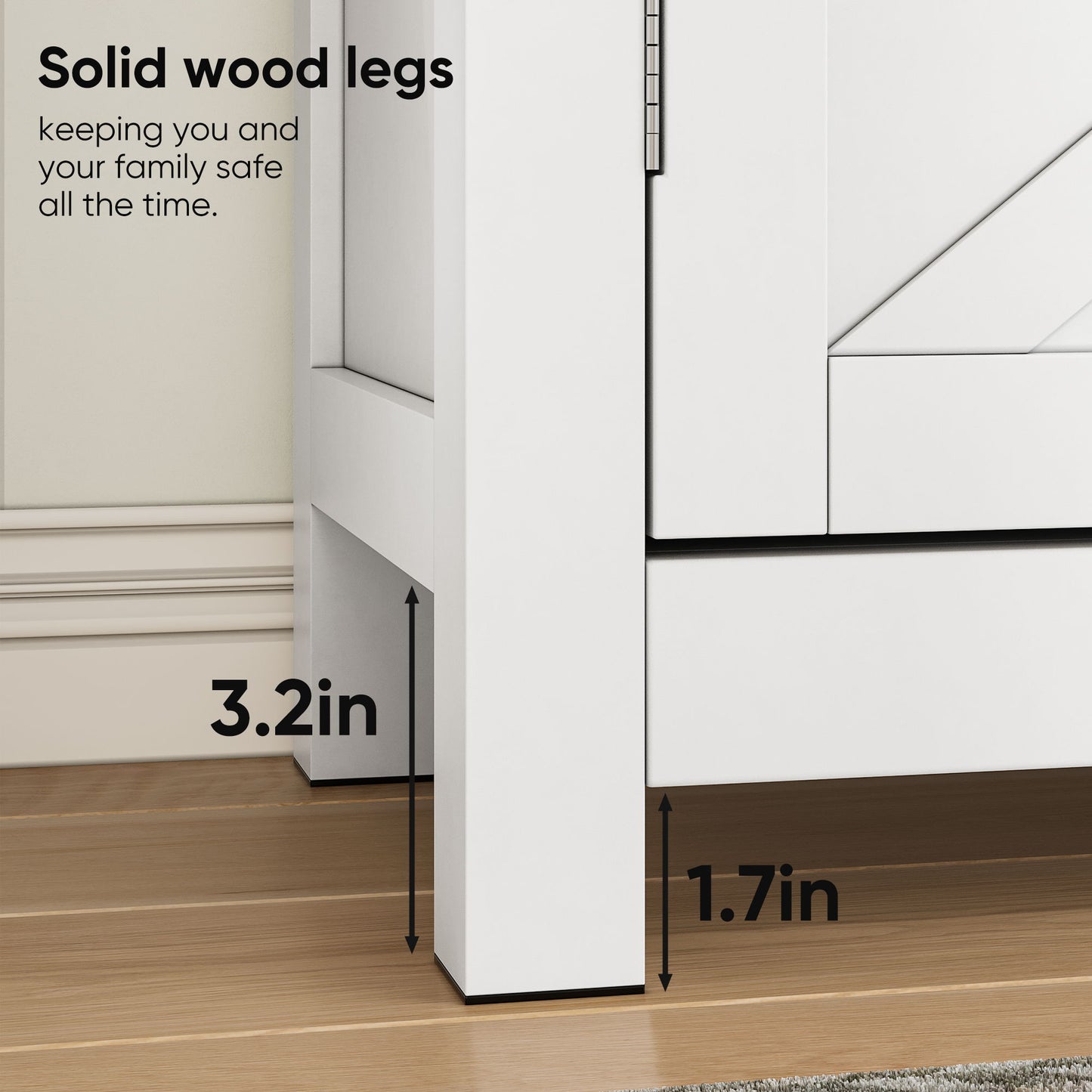 Farmhouse Storage Cabinet With Drawer And Adjustable Shelf Kitchen Cabinet With Walnut Countertop, Modern Coffee Bar Console Cabinet For Kitchen, Dining Room, Bathroom, Entryway - White