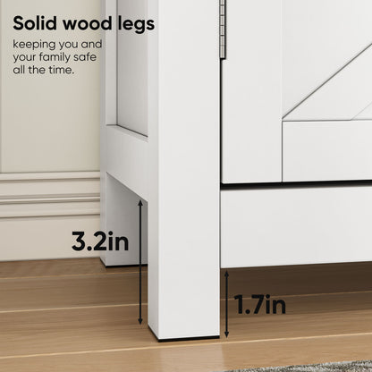 Farmhouse Storage Cabinet With Drawer And Adjustable Shelf Kitchen Cabinet With Walnut Countertop, Modern Coffee Bar Console Cabinet For Kitchen, Dining Room, Bathroom, Entryway - White