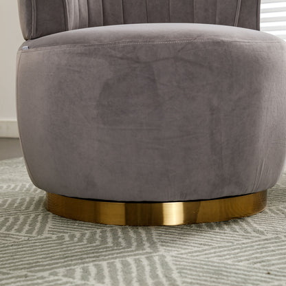 Swivel Barrel Chair, Round Armchairs With Fluffy, 360 Degree Swivel - Gray