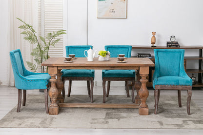 Ultra Side Dining Chair,Thickened Fabric Chairs With Neutrally Toned Solid Wood Legs, Bronze Nail Head (Set of 2) - Blue